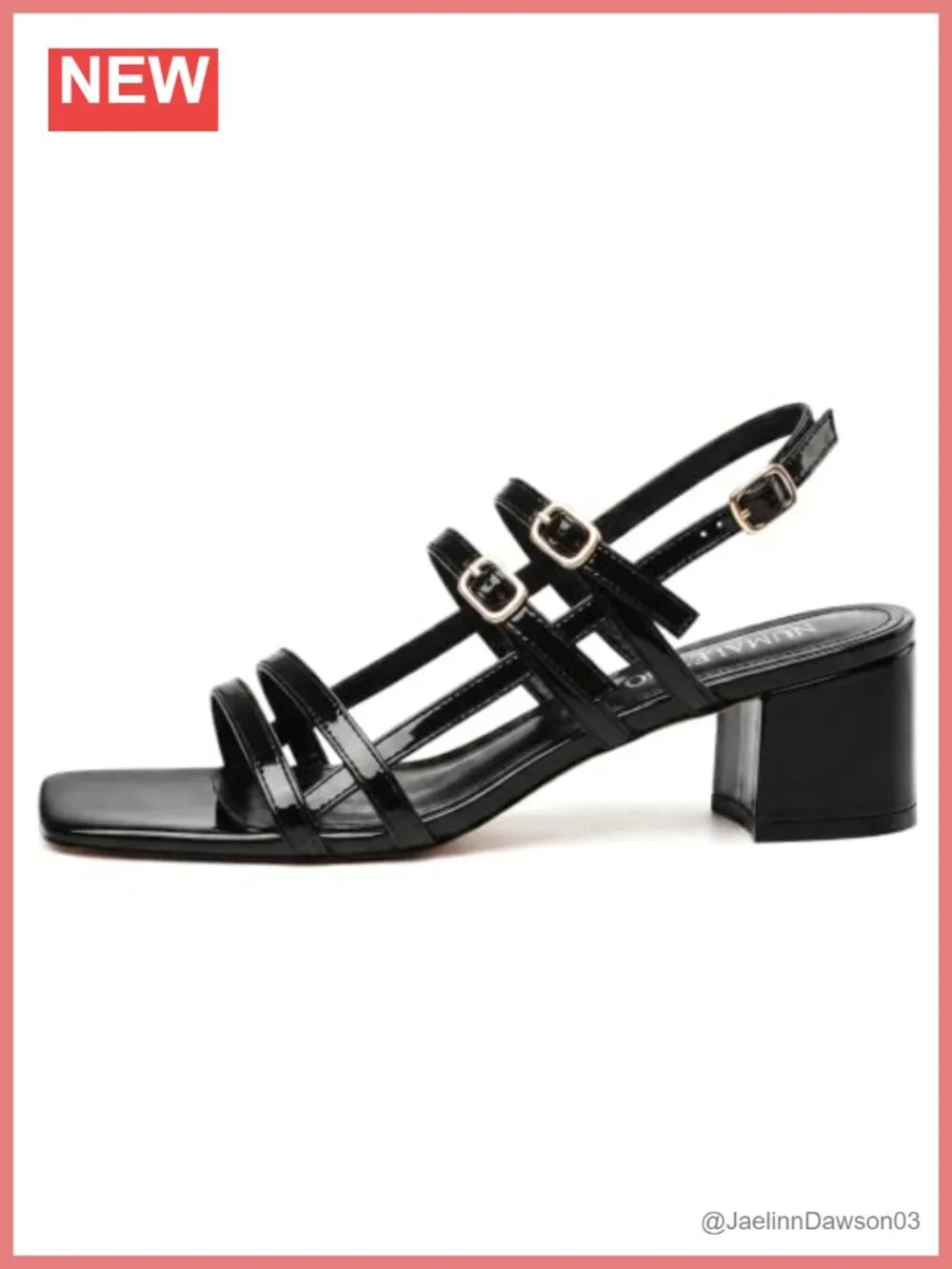 Women's Strappy Block Heel Sandals Open Toe Patent Leather